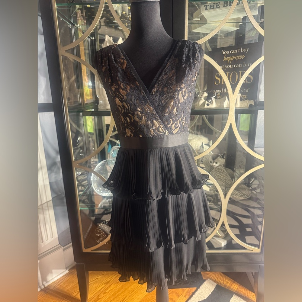 BCBG Black Ruffled Tiered Cocktail Mini Dress